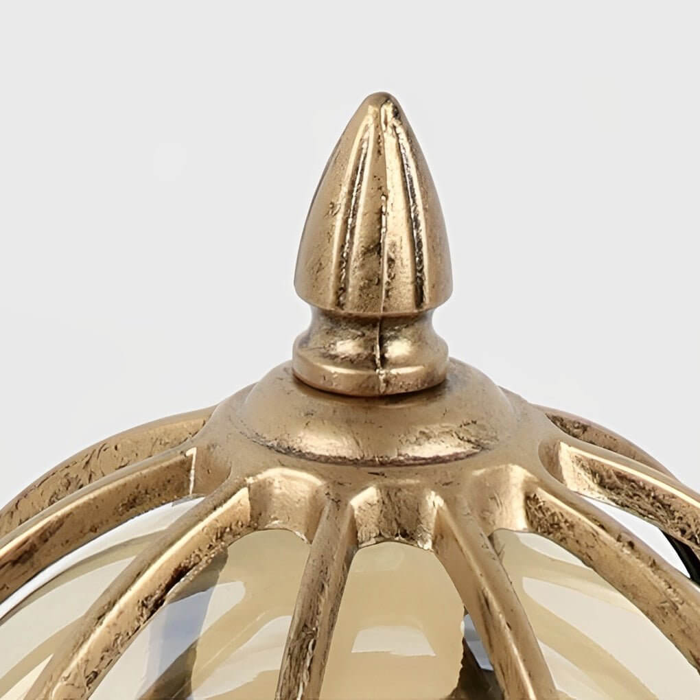 Candeeiro Exterior Globo em Vidro – Acabamento em Cobre