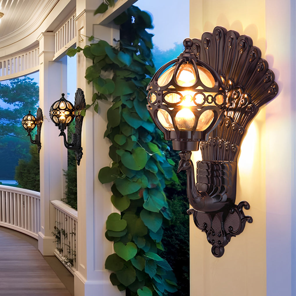 Aplique de Parede Retro Europeu em Alumínio – Pavão