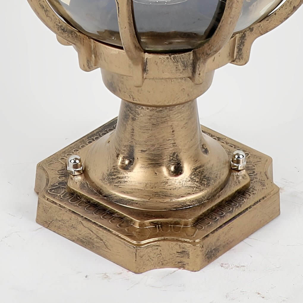 Candeeiro Exterior Globo em Vidro – Acabamento em Cobre